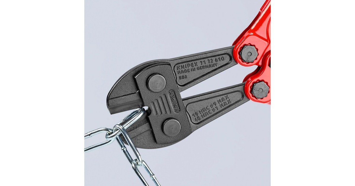 KNIPEX Bolzenschneider 71 72 610, Schneid-Zange(rot/blau, Länge 610mm, 12-fach einstellbar, mit Dämpfer)