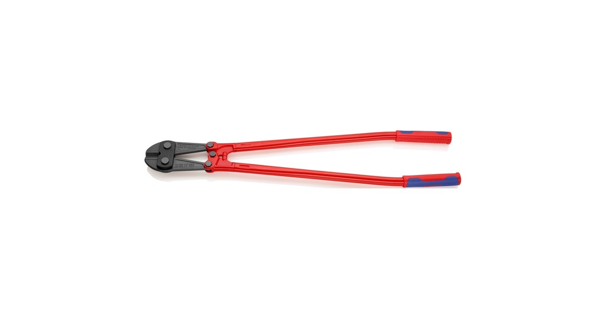 KNIPEX Bolzenschneider 71 72 910, Schneid-Zange(rot/blau, 12-fach einstellbar, mit Dämpfer)