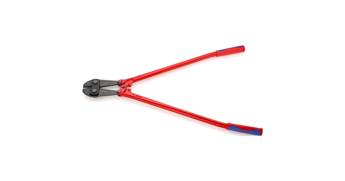 KNIPEX Bolzenschneider 71 72 910, Schneid-Zange(rot/blau, 12-fach einstellbar, mit Dämpfer)