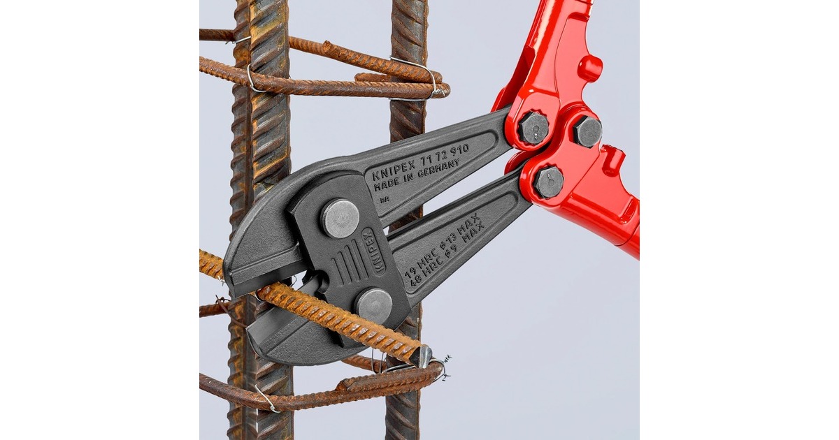 KNIPEX Bolzenschneider 71 72 910, Schneid-Zange(rot/blau, 12-fach einstellbar, mit Dämpfer)