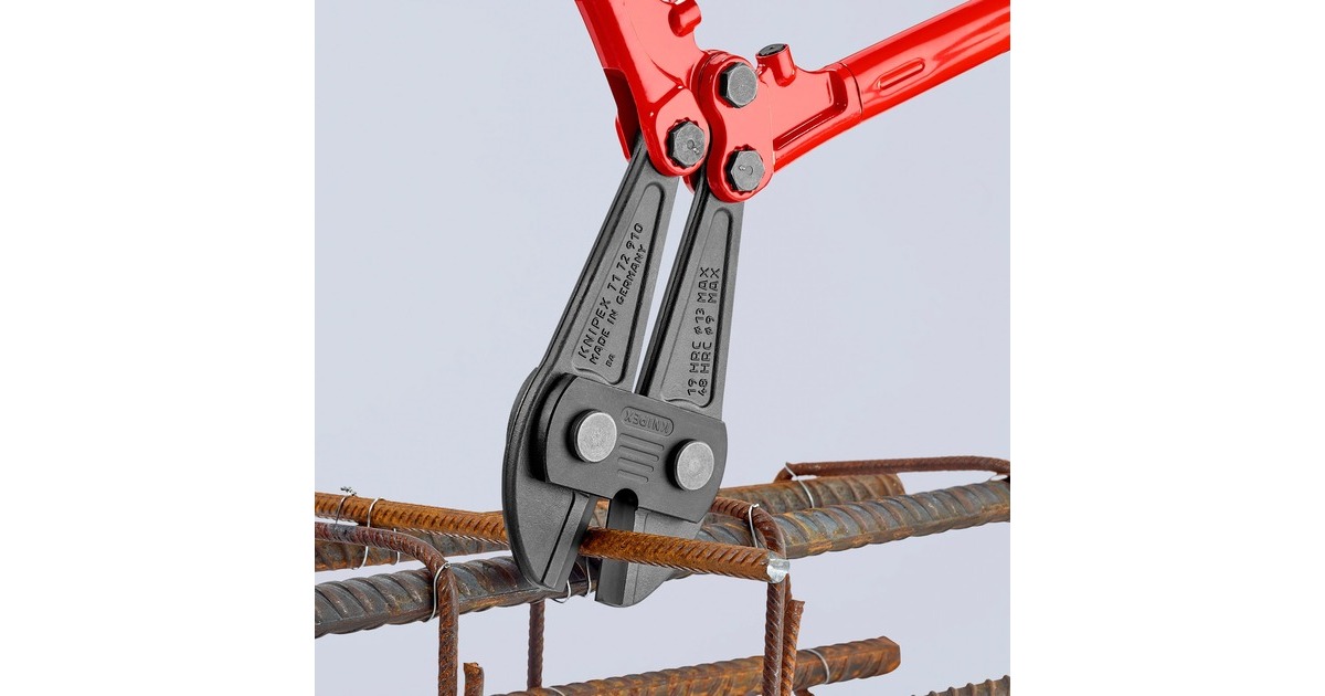 KNIPEX Bolzenschneider 71 72 910, Schneid-Zange(rot/blau, 12-fach einstellbar, mit Dämpfer)