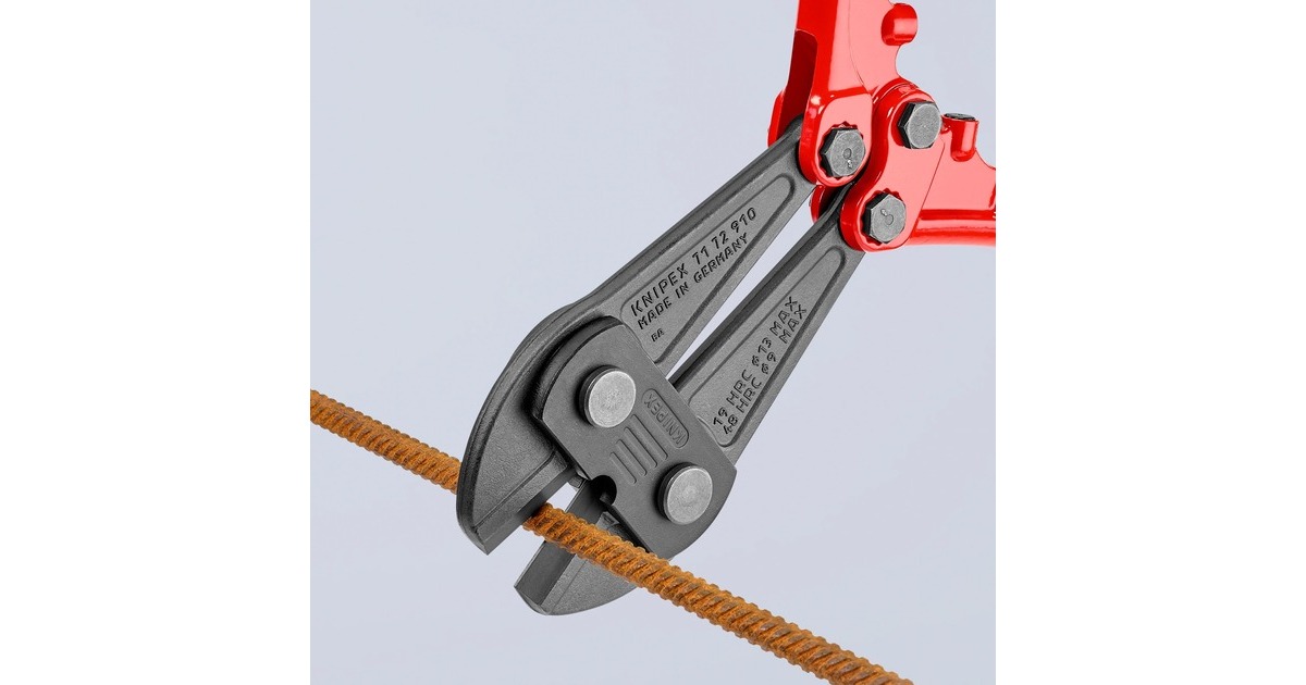 KNIPEX Bolzenschneider 71 72 910, Schneid-Zange(rot/blau, 12-fach einstellbar, mit Dämpfer)