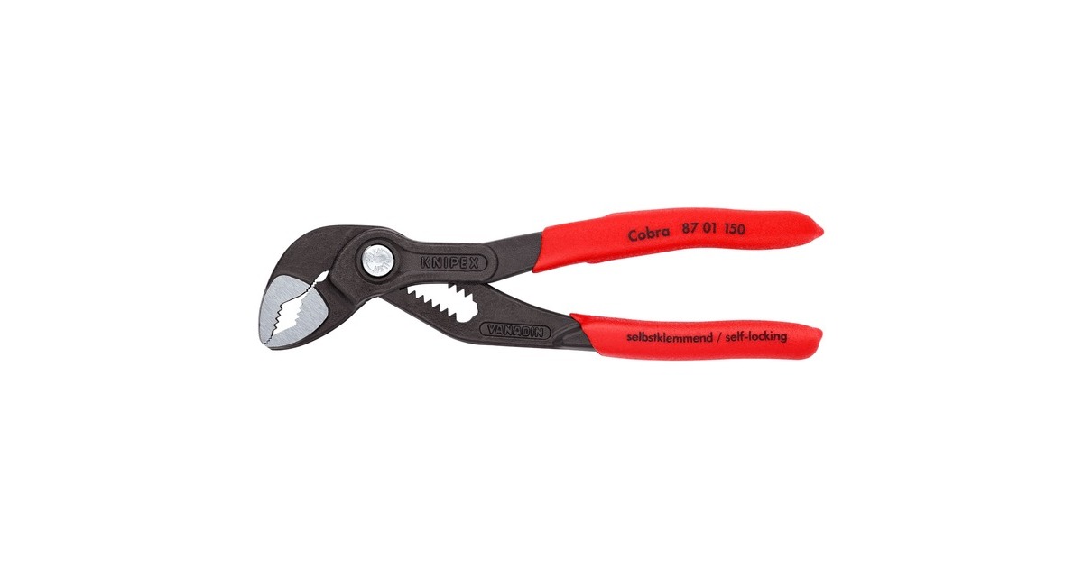 KNIPEX Cobra 87 01 150, 150mm, Rohr- / Wasserpumpen-Zange(schwarz/rot, Wasserpumpenzange, 11-fach verstellbar)