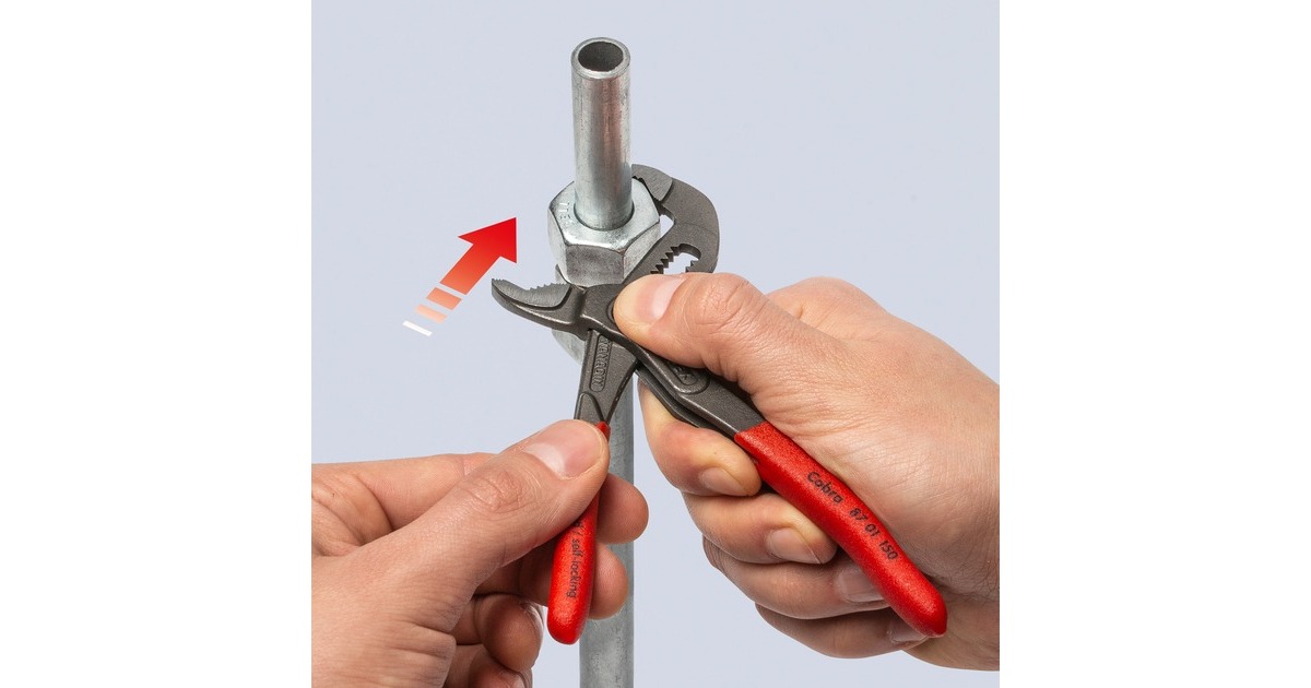 KNIPEX Cobra 87 01 150, 150mm, Rohr- / Wasserpumpen-Zange(schwarz/rot, Wasserpumpenzange, 11-fach verstellbar)