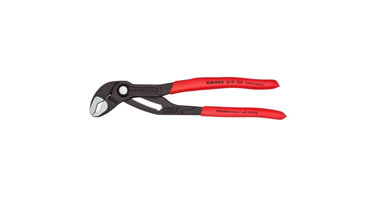 KNIPEX Cobra 87 01 250, 250mm, Rohr- / Wasserpumpen-Zange(schwarz/rot, Wasserpumpenzange, 25-fach verstellbar)