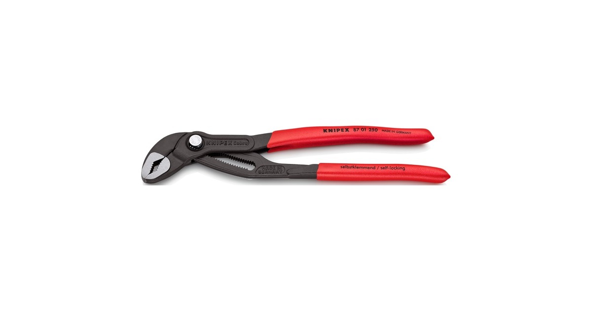 KNIPEX Cobra 87 01 250, 250mm, Rohr- / Wasserpumpen-Zange(schwarz/rot, Wasserpumpenzange, 25-fach verstellbar)