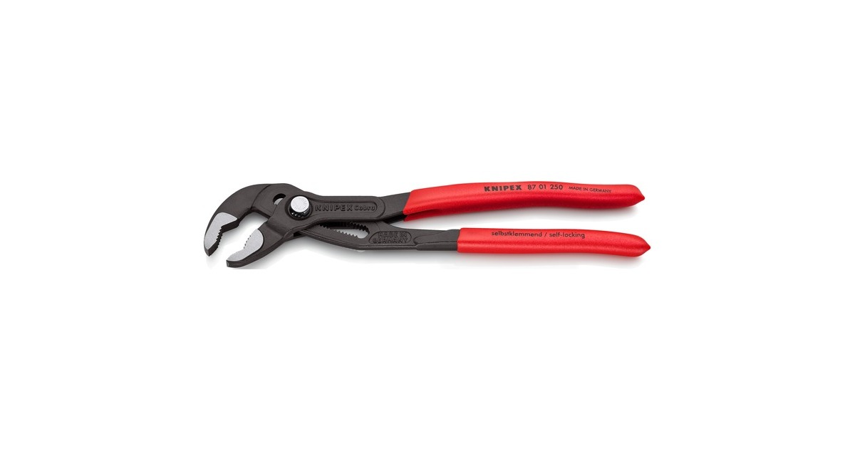 KNIPEX Cobra 87 01 250, 250mm, Rohr- / Wasserpumpen-Zange(schwarz/rot, Wasserpumpenzange, 25-fach verstellbar)