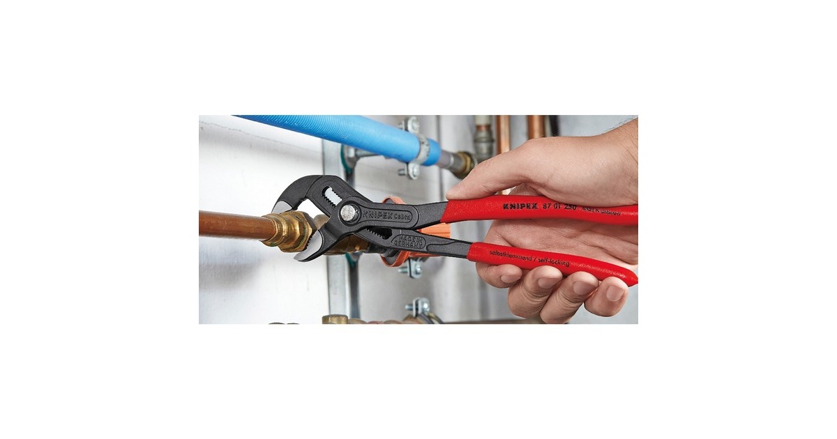 KNIPEX Cobra 87 01 250, 250mm, Rohr- / Wasserpumpen-Zange(schwarz/rot, Wasserpumpenzange, 25-fach verstellbar)