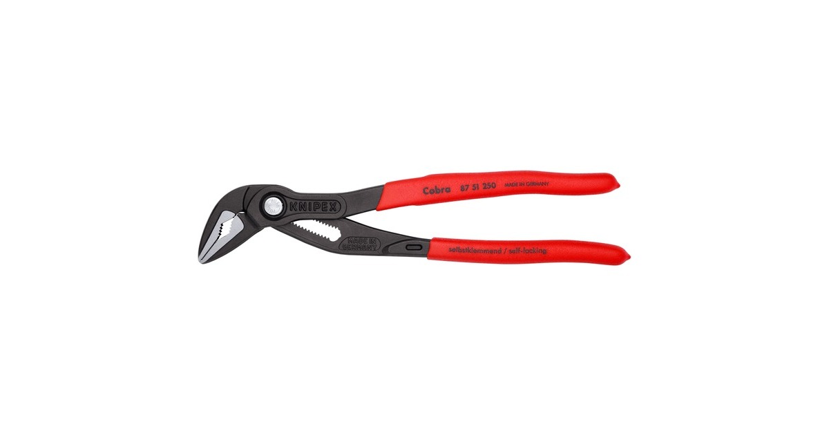KNIPEX Cobra ES 87 51 250, 250mm, Rohr- / Wasserpumpen-Zange(schwarz/rot, Wasserpumpenzange, 19-fach verstellbar)