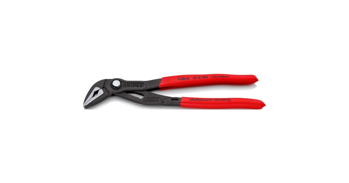 KNIPEX Cobra ES 87 51 250, 250mm, Rohr- / Wasserpumpen-Zange(schwarz/rot, Wasserpumpenzange, 19-fach verstellbar)