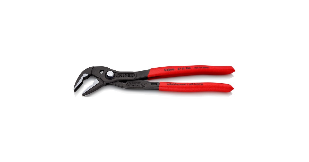 KNIPEX Cobra ES 87 51 250, 250mm, Rohr- / Wasserpumpen-Zange(schwarz/rot, Wasserpumpenzange, 19-fach verstellbar)