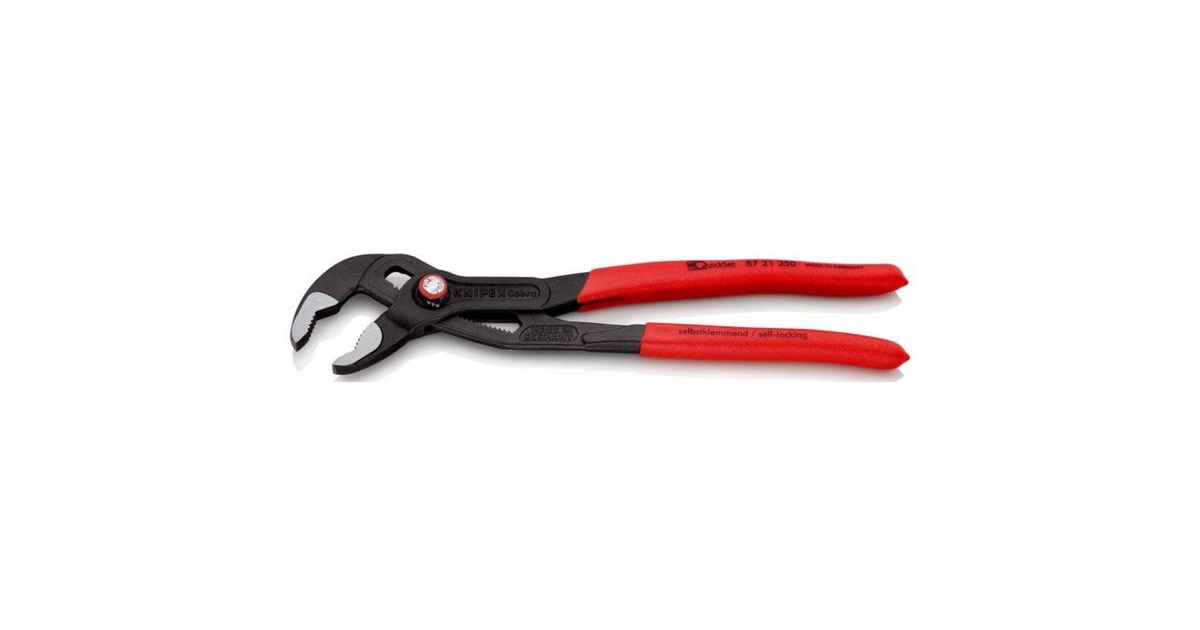 KNIPEX Cobra QuickSet Rohr- / Wasserpumpen-Zange 87 21 250(rot, Länge 250mm, für Rohre bis 2