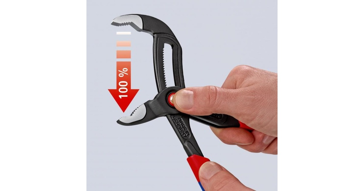 KNIPEX Cobra QuickSet Rohr- / Wasserpumpen-Zange 87 21 250(rot, Länge 250mm, für Rohre bis 2
