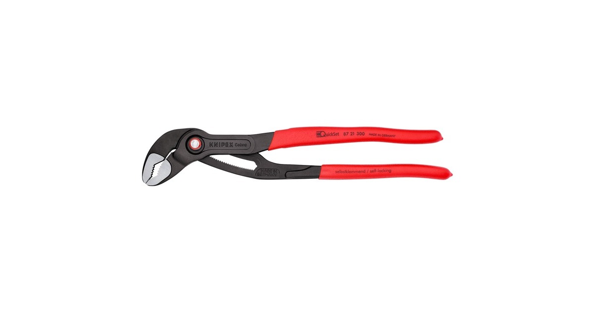 KNIPEX Cobra QuickSet Rohr- / Wasserpumpen-Zange 87 21 300(rot, Länge 300mm, für Rohre bis 2.3/4")