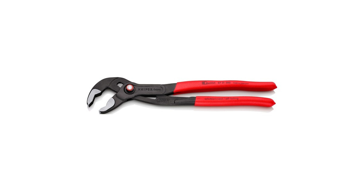 KNIPEX Cobra QuickSet Rohr- / Wasserpumpen-Zange 87 21 300(rot, Länge 300mm, für Rohre bis 2.3/4
