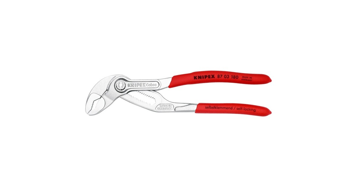 KNIPEX Cobra Rohr- / Wasserpumpen-Zange 87 03 180(rot, Länge 180mm, für Rohre bis 1.1/2")