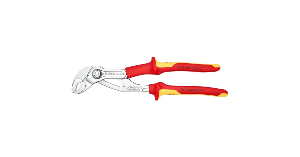 KNIPEX Cobra VDE 8726250, 250mm, Rohr- / Wasserpumpen-Zange(rot/gelb, 24-fach verstellbar)