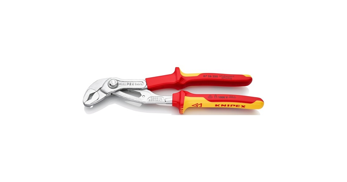 KNIPEX Cobra VDE 8726250, 250mm, Rohr- / Wasserpumpen-Zange(rot/gelb, 24-fach verstellbar)