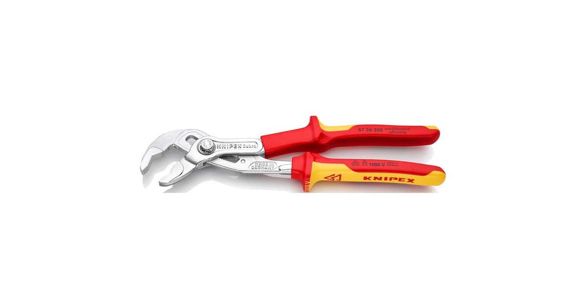 KNIPEX Cobra VDE 8726250, 250mm, Rohr- / Wasserpumpen-Zange(rot/gelb, 24-fach verstellbar)