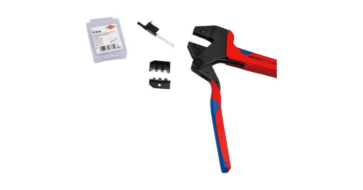 KNIPEX Crimp-Systemzange 97 43 200, Crimpzange(rot/blau, ohne Crimpeinsätze, im Koffer)