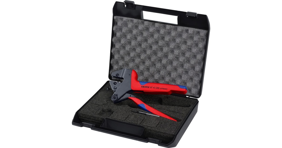 KNIPEX Crimp-Systemzange 97 43 200, Crimpzange(rot/blau, ohne Crimpeinsätze, im Koffer)
