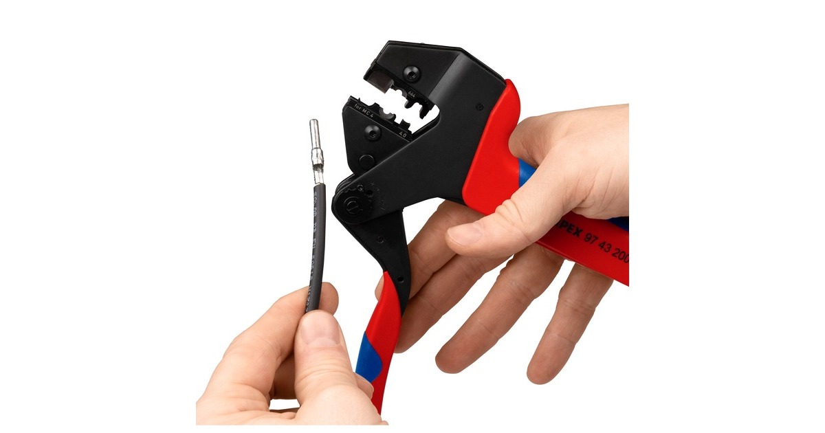 KNIPEX Crimp-Systemzange 97 43 200, Crimpzange(rot/blau, ohne Crimpeinsätze, im Koffer)