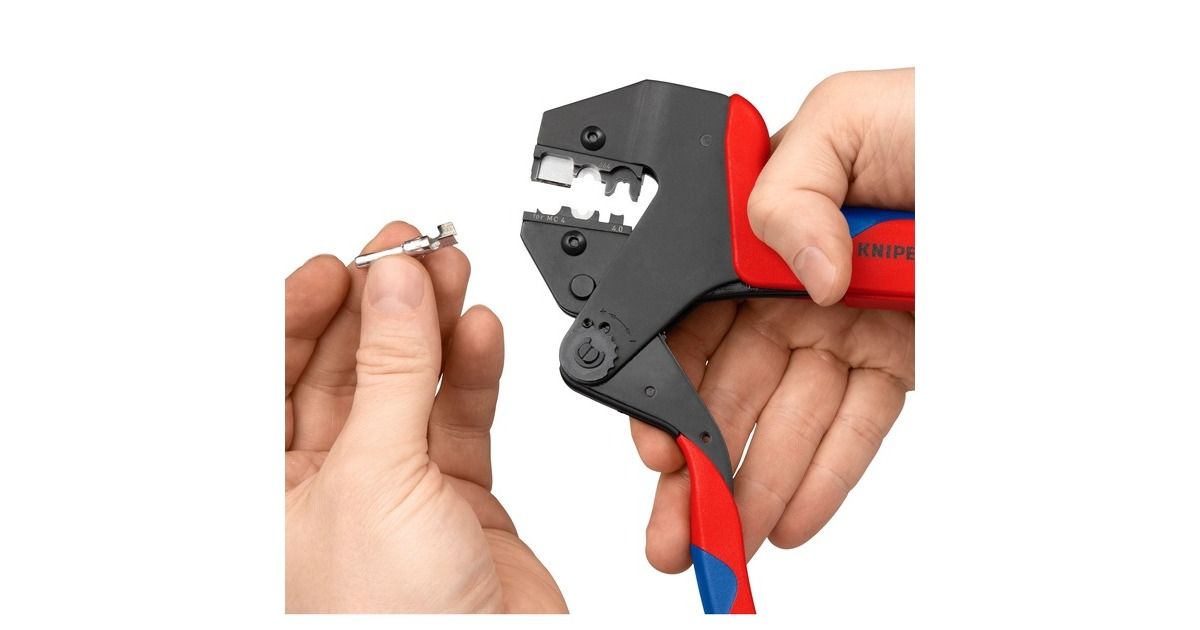 KNIPEX Crimp-Systemzange 97 43 200, Crimpzange(rot/blau, ohne Crimpeinsätze, im Koffer)