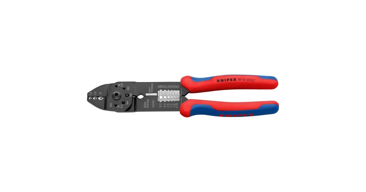 KNIPEX Crimpzange 97 21 215 C(rot/blau, Abisolieren, Crimpen 0,5 - 6,0mm²) KNIPEX Crimpzange 97 21 215 C(rot/blau, Abisolieren, Crimpen 0,5 - 6,0mm²)
