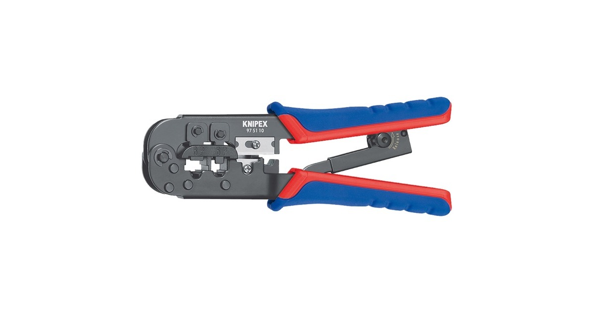 KNIPEX Crimpzange 97 51 10(blau/rot, für RJ-11/12 und RJ-45-Stecker) KNIPEX Crimpzange 97 51 10(blau/rot, für RJ-11/12 und RJ-45-Stecker)