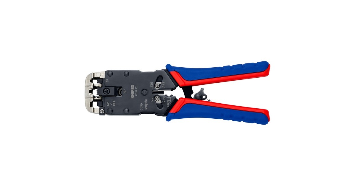 KNIPEX Crimpzange 97 51 12(blau/rot, RJ-10, RJ-11/12 und RJ-45-Stecker) KNIPEX Crimpzange 97 51 12(blau/rot, RJ-10, RJ-11/12 und RJ-45-Stecker)