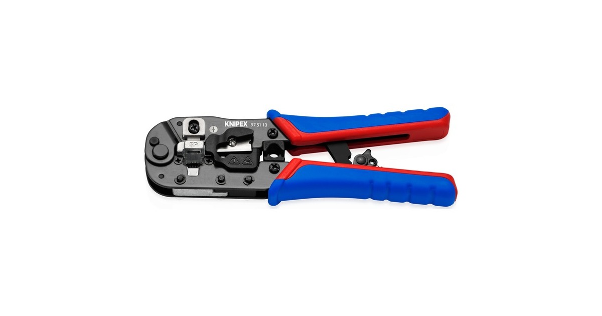 KNIPEX Crimpzange 97 51 13 für Westernstecker(blau/rot, für RJ-45-Stecker)