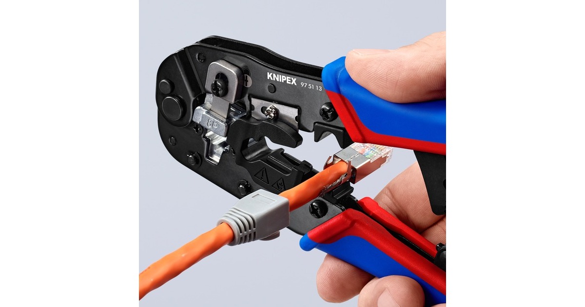 KNIPEX Crimpzange 97 51 13 für Westernstecker(blau/rot, für RJ-45-Stecker)