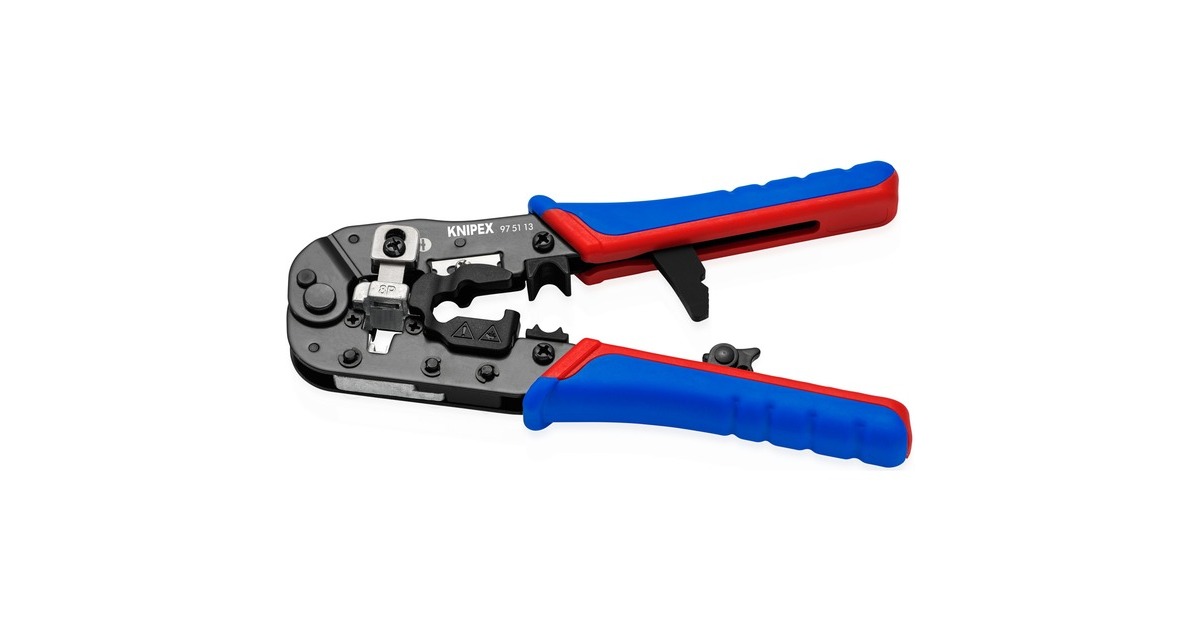 KNIPEX Crimpzange 97 51 13 für Westernstecker(blau/rot, für RJ-45-Stecker)