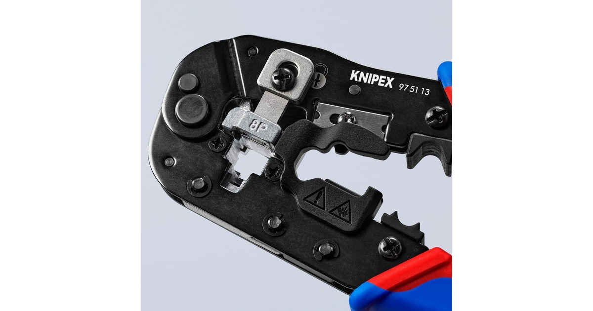 KNIPEX Crimpzange 97 51 13 für Westernstecker(blau/rot, für RJ-45-Stecker)