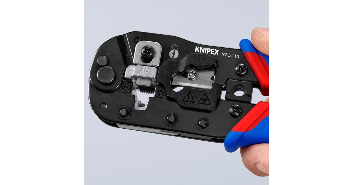 KNIPEX Crimpzange 97 51 13 für Westernstecker(blau/rot, für RJ-45-Stecker)