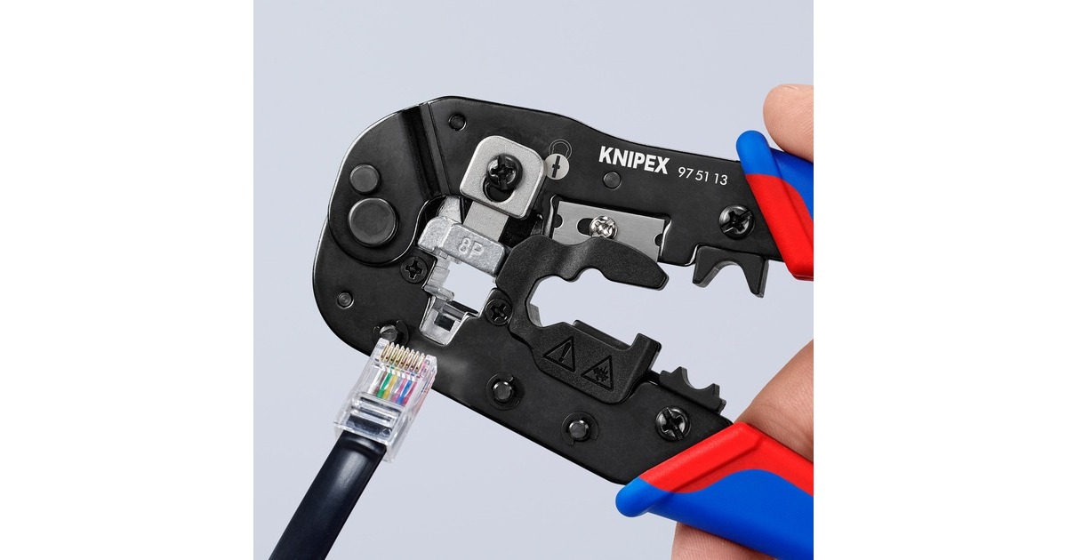KNIPEX Crimpzange 97 51 13 für Westernstecker(blau/rot, für RJ-45-Stecker)