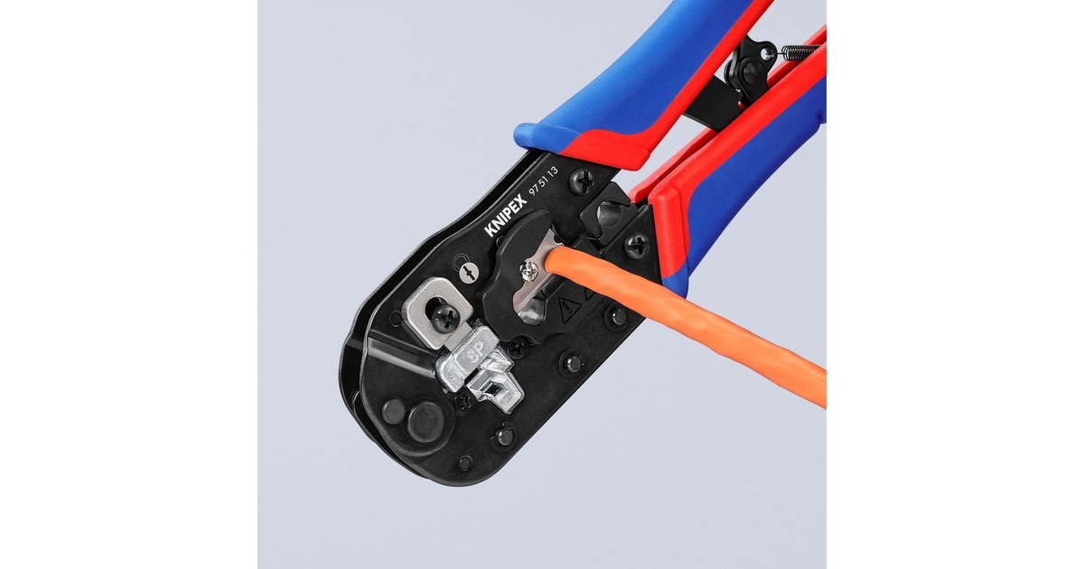 KNIPEX Crimpzange 97 51 13 für Westernstecker(blau/rot, für RJ-45-Stecker)