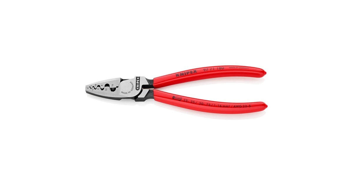 KNIPEX Crimpzange 97 71 180(für Aderendhülsen 0,25 bis 16mm²)