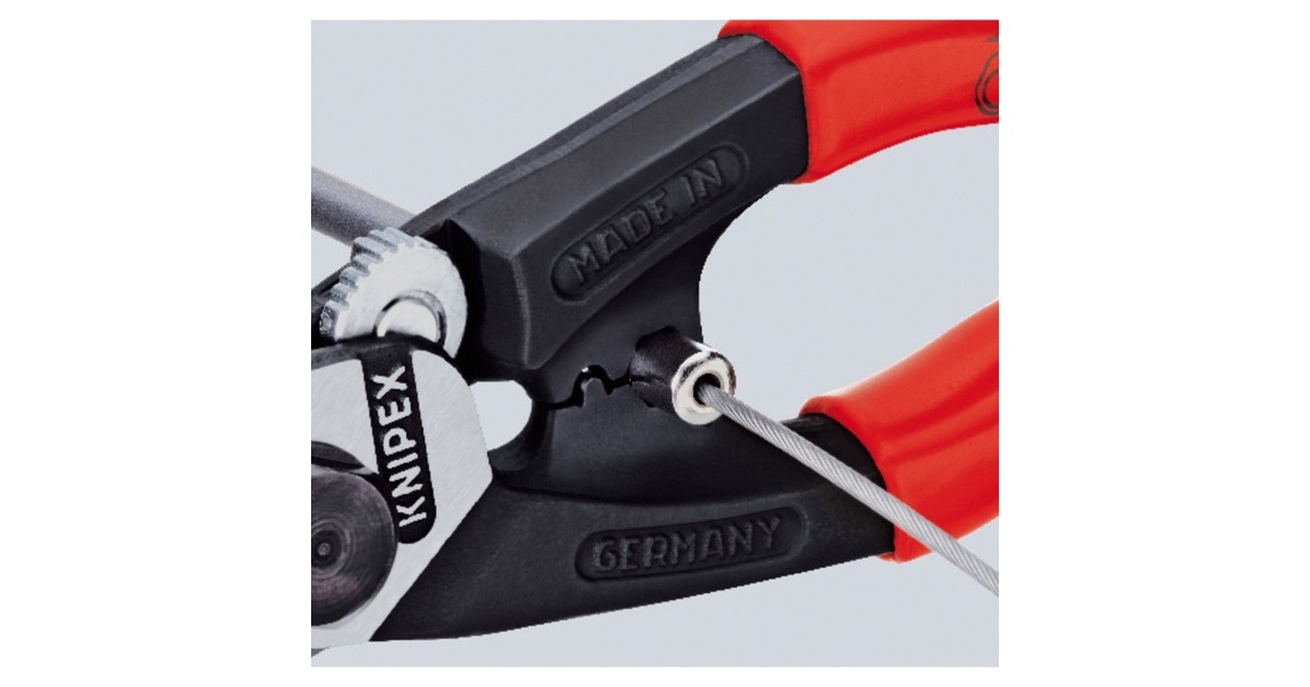 KNIPEX Drahtseilschere 95 61 190 , Schneid-Zange(mit zwei Pressprofilen für Endhülsen)