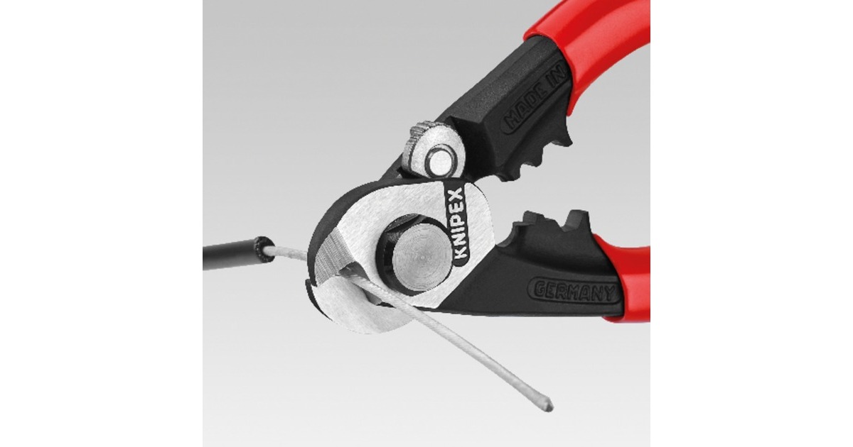KNIPEX Drahtseilschere 95 61 190 , Schneid-Zange(mit zwei Pressprofilen für Endhülsen)