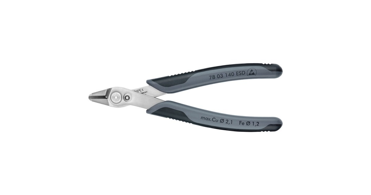 KNIPEX Electronic-Super-Knips 7803140 ESD, Elektronik-Zange(grau, mit Öffnungsfeder)