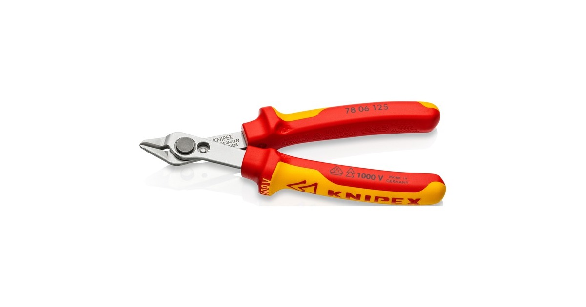KNIPEX Electronic Super Knips 78 06 125, Elektronik-Zange(rot/gelb, mit Öffnungsfeder und Öffnungsbegrenzung)