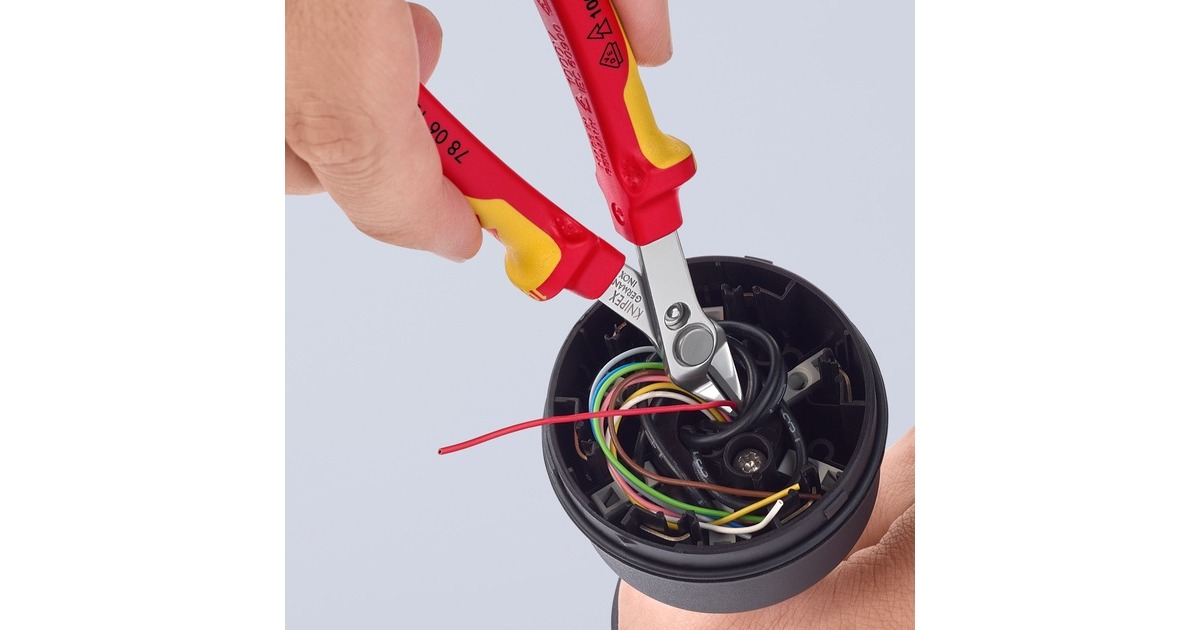 KNIPEX Electronic Super Knips 78 06 125, Elektronik-Zange(rot/gelb, mit Öffnungsfeder und Öffnungsbegrenzung)
