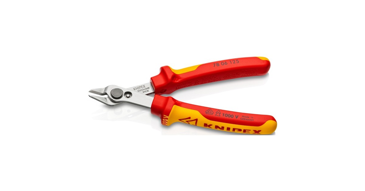KNIPEX Electronic Super Knips 78 06 125, Elektronik-Zange(rot/gelb, mit Öffnungsfeder und Öffnungsbegrenzung)