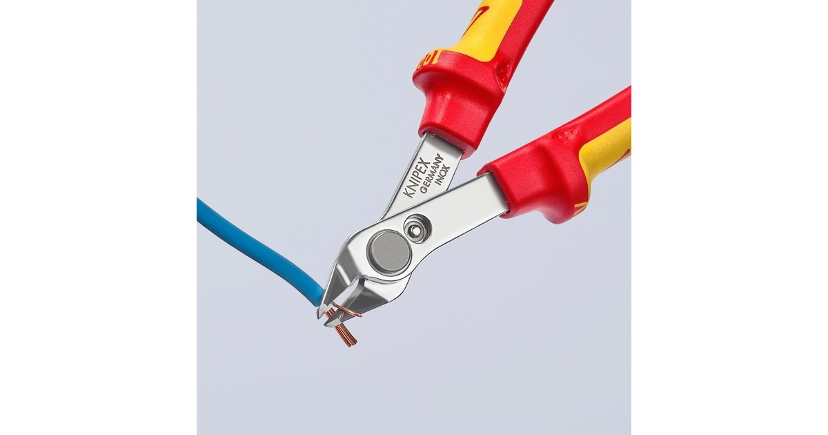 KNIPEX Electronic Super Knips 78 06 125, Elektronik-Zange(rot/gelb, mit Öffnungsfeder und Öffnungsbegrenzung)