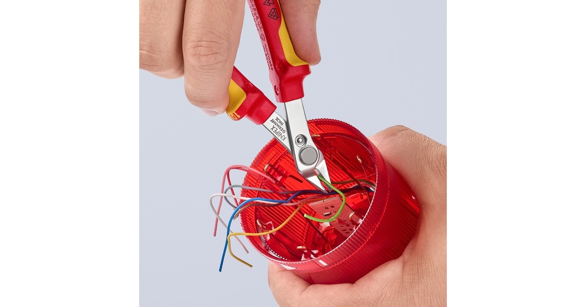 KNIPEX Electronic Super Knips 78 06 125, Elektronik-Zange(rot/gelb, mit Öffnungsfeder und Öffnungsbegrenzung)