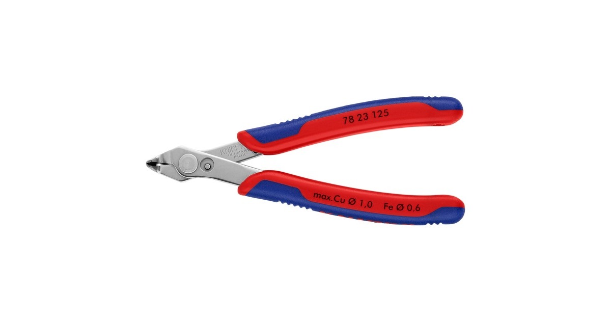 KNIPEX Electronic Super Knips 78 23 125, Elektronik-Zange(rot/blau, mit Öffnungsfeder)