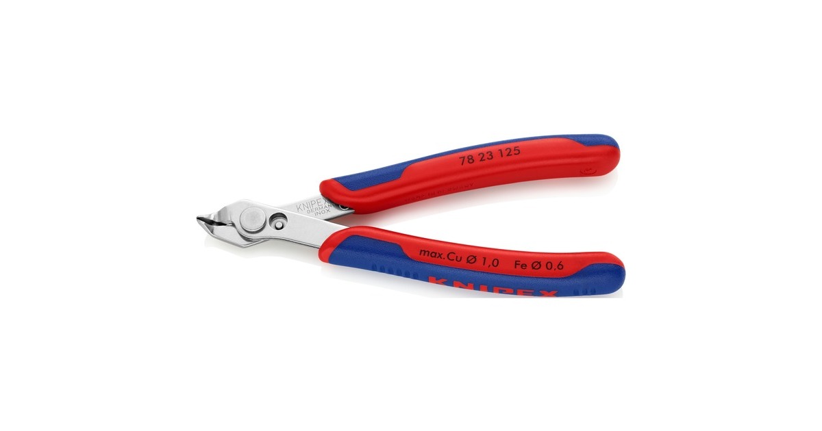 KNIPEX Electronic Super Knips 78 23 125, Elektronik-Zange(rot/blau, mit Öffnungsfeder)