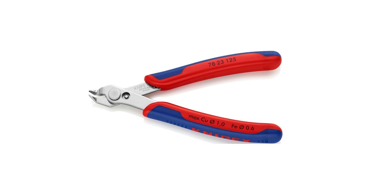 KNIPEX Electronic Super Knips 78 23 125, Elektronik-Zange(rot/blau, mit Öffnungsfeder)