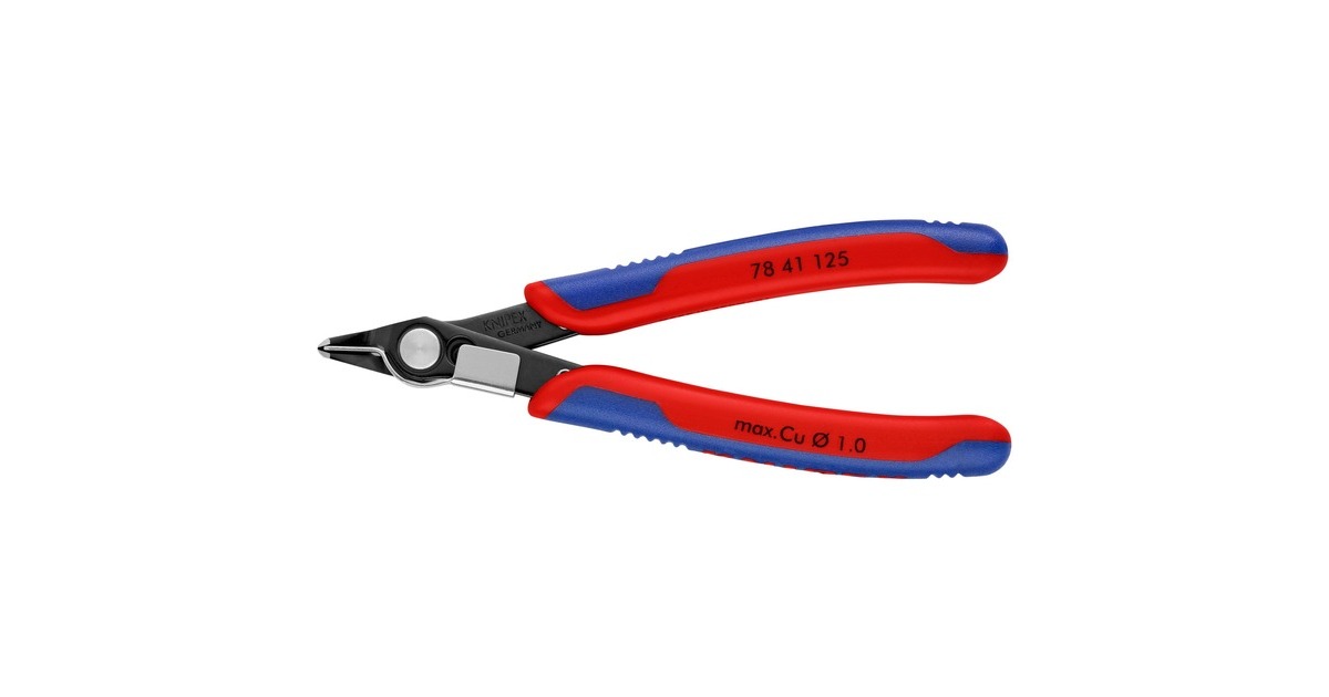 KNIPEX Electronic Super Knips 78 41 125, Elektronik-Zange(rot/blau, mit Öffnungsfeder)